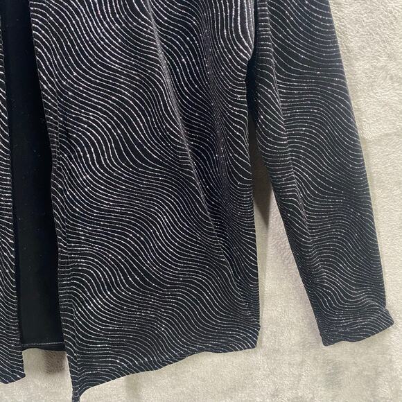 Notations Shirt Jacket XL Black Velvet Open Front‎ Stretch Party Formal Glam - Picture 10 of 15